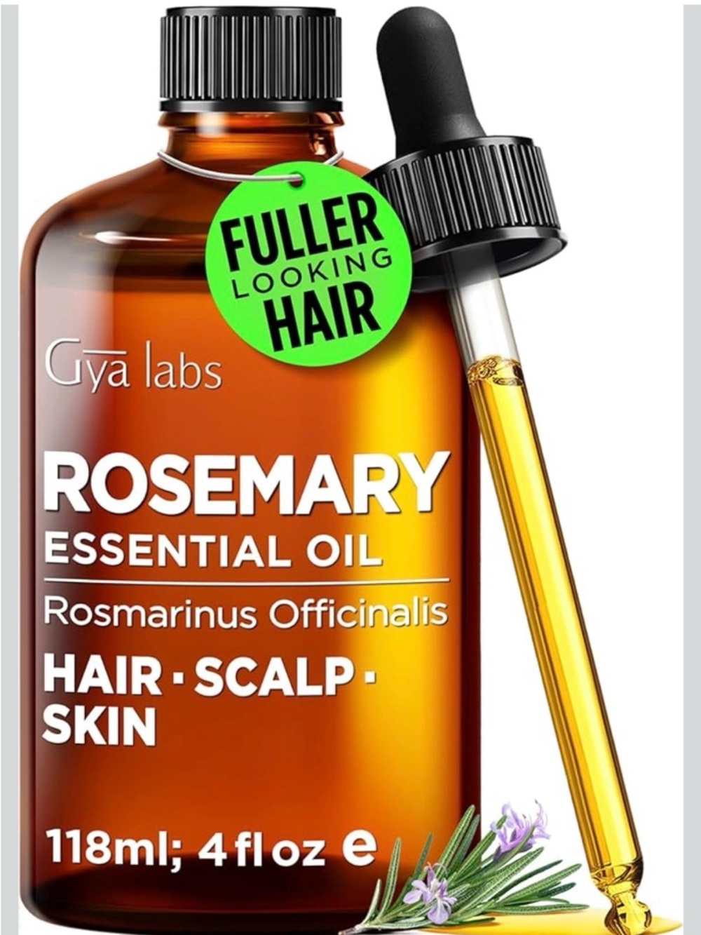 Gya Labs Rosemary Essential Oil (Amber) - Hair, Scalp & Skin